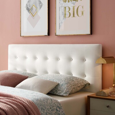 MOD-6116-WHI Emily Queen Biscuit Tufted Performance Velvet Headboard White