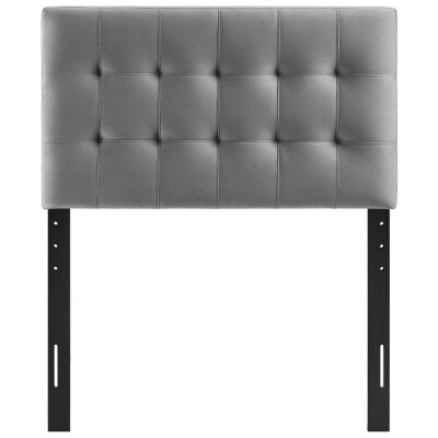 MOD-6118-GRY Lily Biscuit Tufted Twin Performance Velvet Headboard Gray