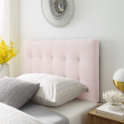 MOD-6118-PNK Lily Biscuit Tufted Twin Performance Velvet Headboard Pink