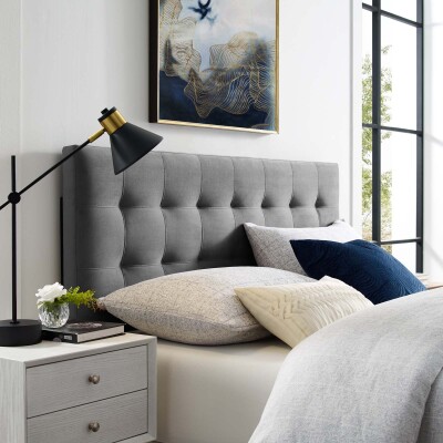 MOD-6119-GRY Lily Biscuit Tufted Full Performance Velvet Headboard Gray