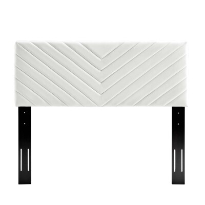 MOD-6143-WHI Alyson Angular Channel Tufted Performance Velvet Twin Headboard White