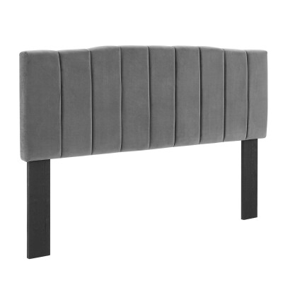 MOD-6182-CHA Camilla Channel Tufted Full/Queen Performance Velvet Headboard in Charcoal