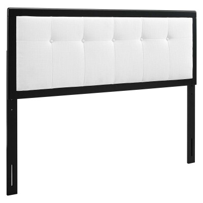 MOD-6226-BLK-WHI Draper Tufted Queen Fabric and Wood Headboard Black White