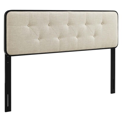 MOD-6235-BLK-BEI Collins Tufted King Fabric and Wood Headboard Black Beige