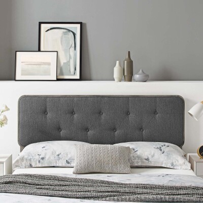 MOD-6235-GRY-CHA Collins Tufted King Fabric and Wood Headboard Gray Charcoal