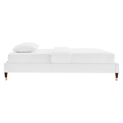 Harlow Twin Performance Velvet Platform Bed Frame White by Modway