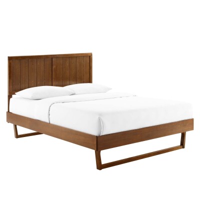 MOD-6378-WAL Alana Queen Wood Platform Bed With Angular Frame Walnut