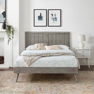 MOD-6379-GRY Alana Queen Wood Platform Bed With Splayed Legs in Gray