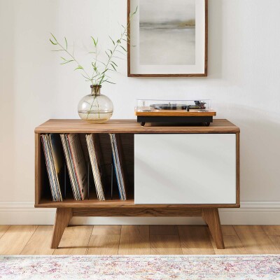 EEI-4261-WAL-WHI Envision Vinyl Record Display Stand Walnut White
