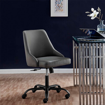 EEI-4372-BLK-GRY Designate Swivel Vegan Leather Office Chair Black Gray