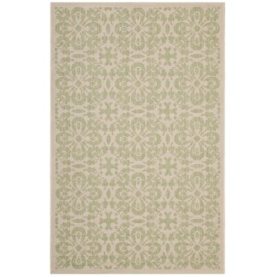 R-1142B-810 Ariana Vintage Floral Trellis 8x10 Indoor and Outdoor Area Rug Light Green and Beige