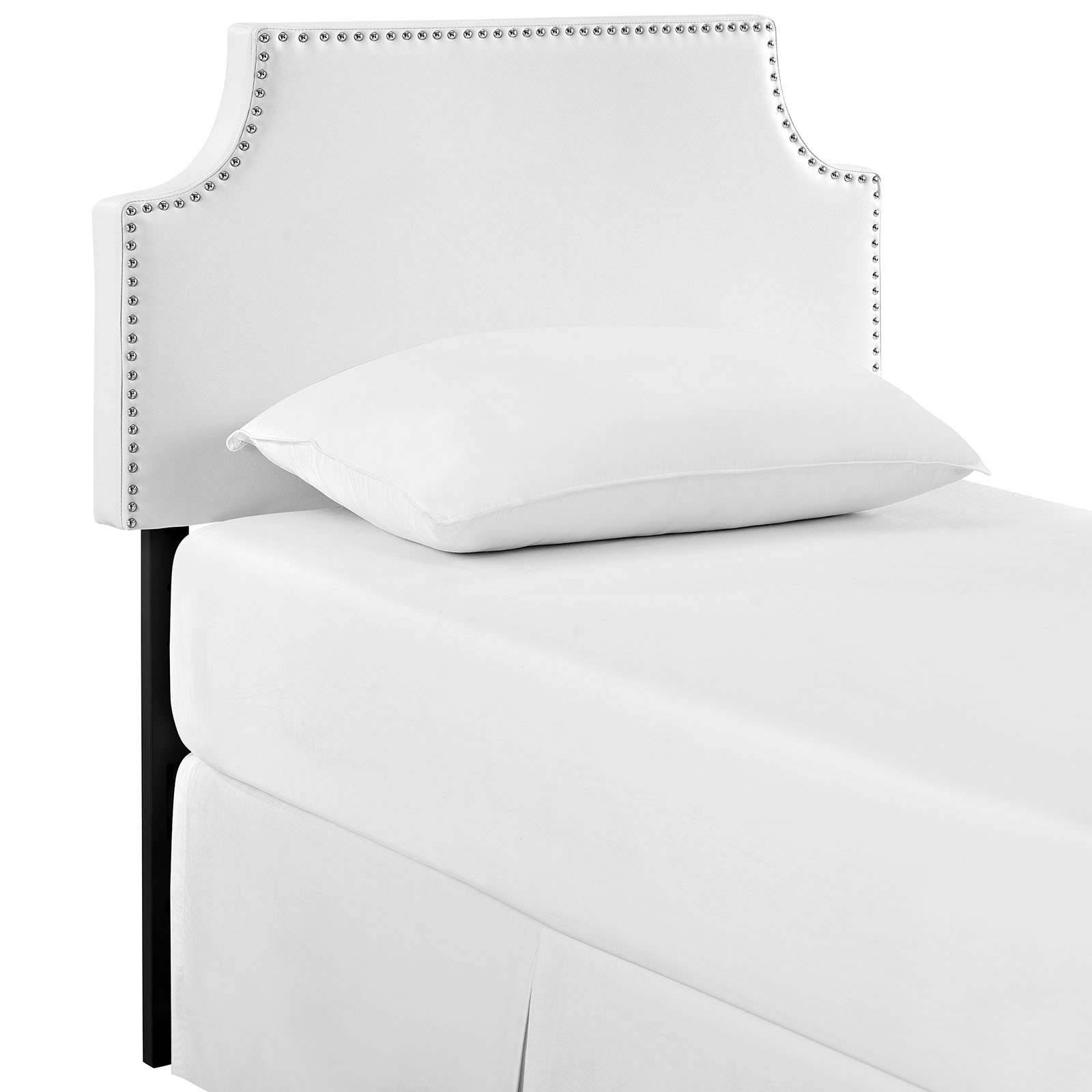 Laura Twin Upholstered Vinyl Headboard White by Modway