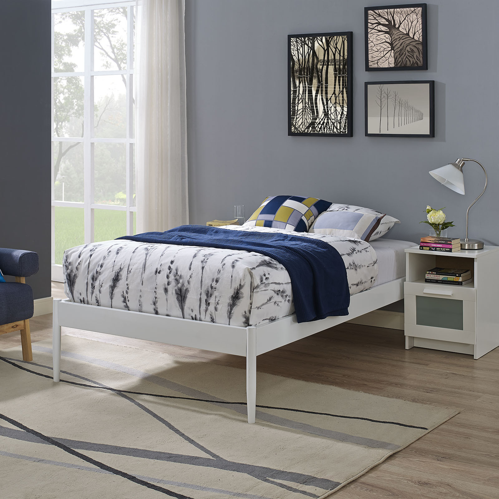 Elsie Twin Bed Frame White by Modway