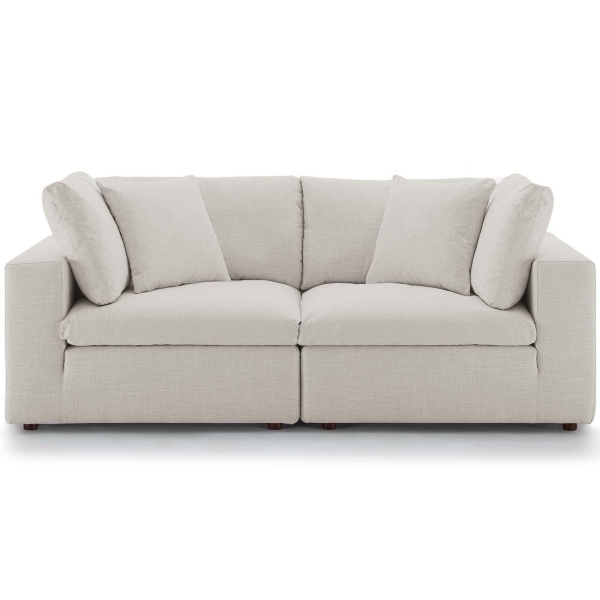 Commix Down Filled Overstuffed 2 Piece Sectional Sofa Set Beige