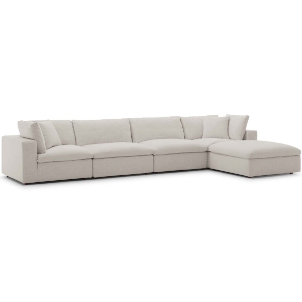 Commix Down Filled Overstuffed 5 Piece Sectional Sofa Set Beige