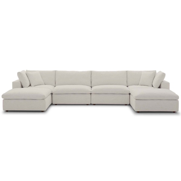 Commix Down Filled Overstuffed 6 Piece Sectional Sofa Set Beige