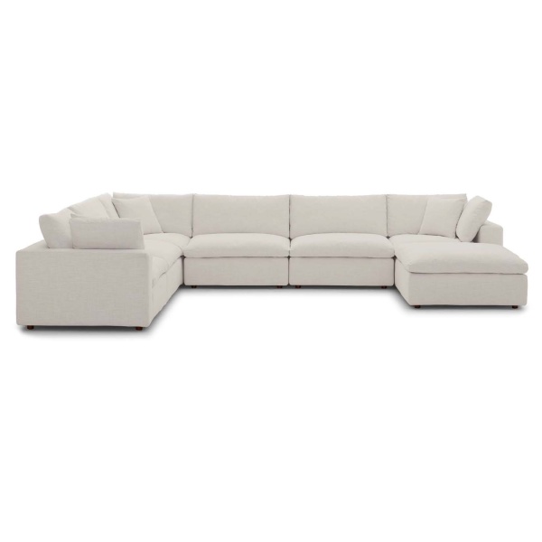 Commix Down Filled Overstuffed 7 Piece Sectional Sofa Set Beige