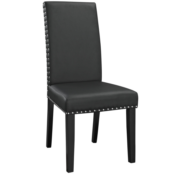 Parcel Dining Vinyl Side Chair in Black | Leather/Vinyl by Modway