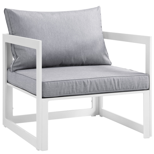Fortuna Outdoor Patio Armchair White Gray Arm Chair