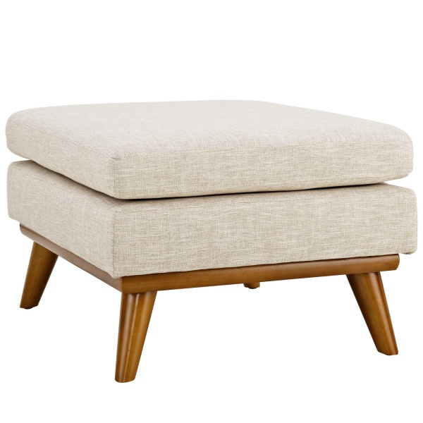 Engage Upholstered Fabric Ottoman Beige