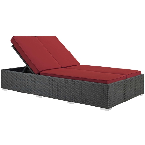 EEI-1983-CHC-RED Sojourn Outdoor Patio Sunbrella® Double Chaise