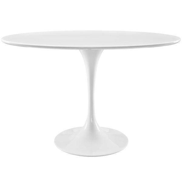 Lippa Oval Wood Top Dining Table in White 48