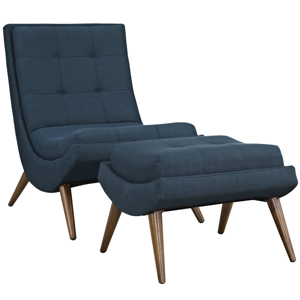 EEI-2143-AZU Ramp Upholstered Fabric Lounge Chair Set Azure