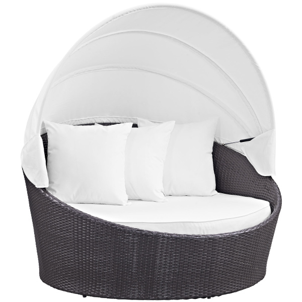 EEI-2175-EXP-WHI Convene Canopy Outdoor Patio Daybed Espresso White