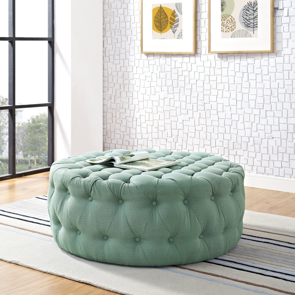 Amour Upholstered Fabric Ottoman Laguna by Modway