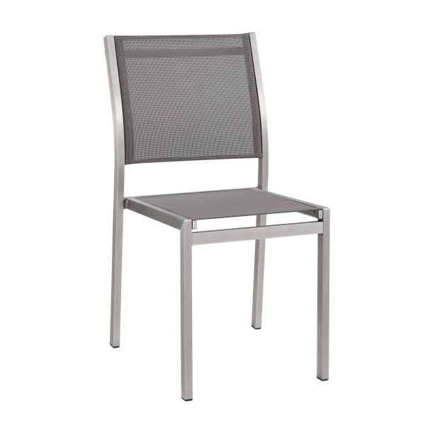 EEI-2259-SLV-GRY Shore Outdoor Patio Aluminum Side Chair Silver Gray
