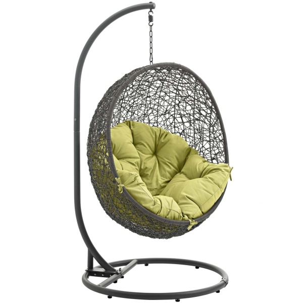 EEI-2273-GRY-PER Hide Outdoor Patio Swing Chair With Stand