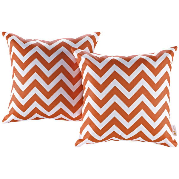 Two Piece Outdoor Patio Pillow Set in Chevron | Polyester/Fiber by Modway