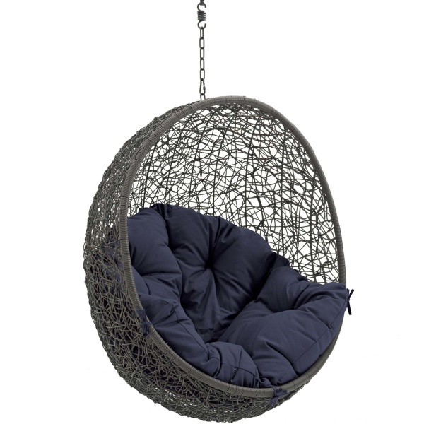 EEI-2654-GRY-NAV Hide Outdoor Patio Swing Chair Without Stand