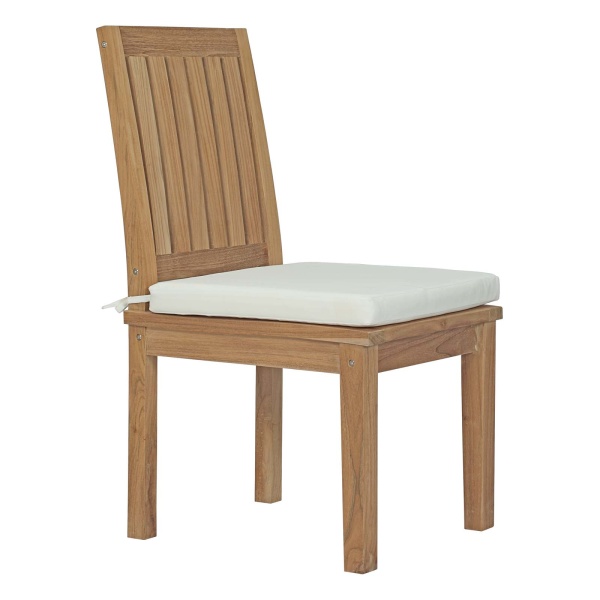 EEI-2700-NAT-WHI Marina Outdoor Patio Teak Dining Chair