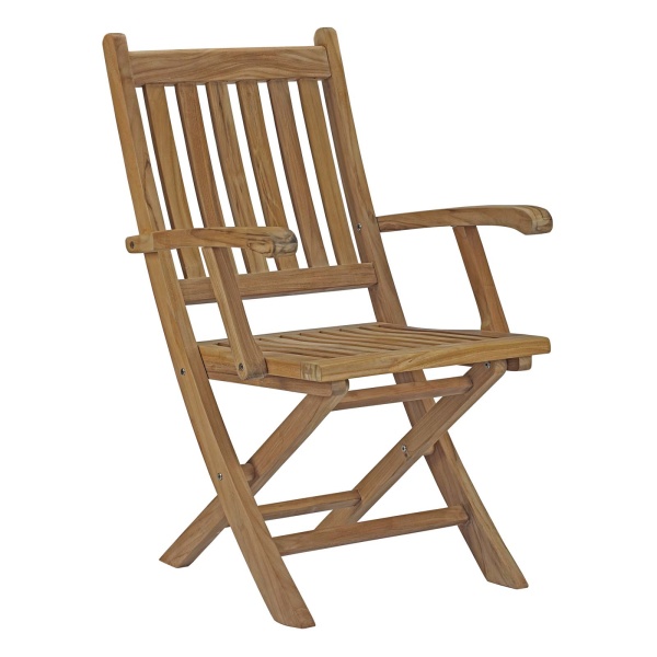 EEI-2703-NAT Marina Outdoor Patio Teak Folding Chair Natural Arm Chair