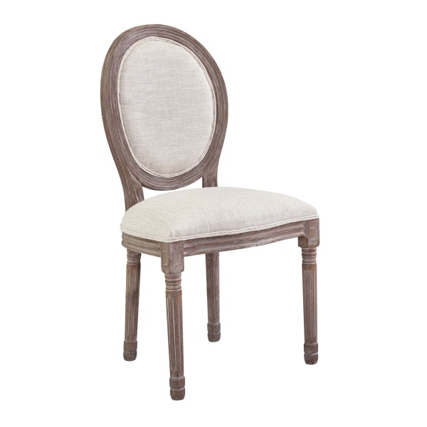 Emanate Vintage French Upholstered Fabric Dining Side Chair Beige