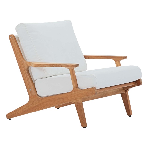 EEI-2933-NAT-WHI Saratoga Outdoor Patio Teak Armchair Natural Arm Chair