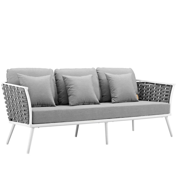 EEI-3020-WHI-GRY Stance Outdoor Patio Aluminum Sofa