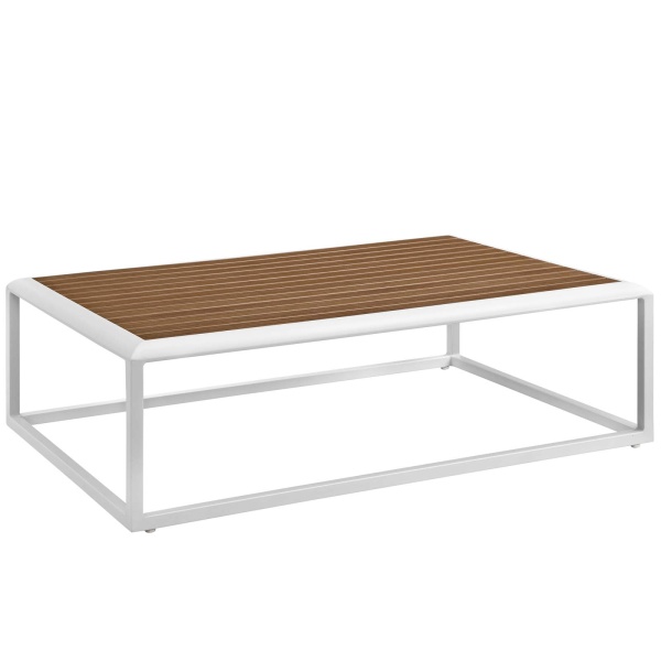 EEI-3021-WHI-NAT Stance Outdoor Patio Aluminum Coffee Table
