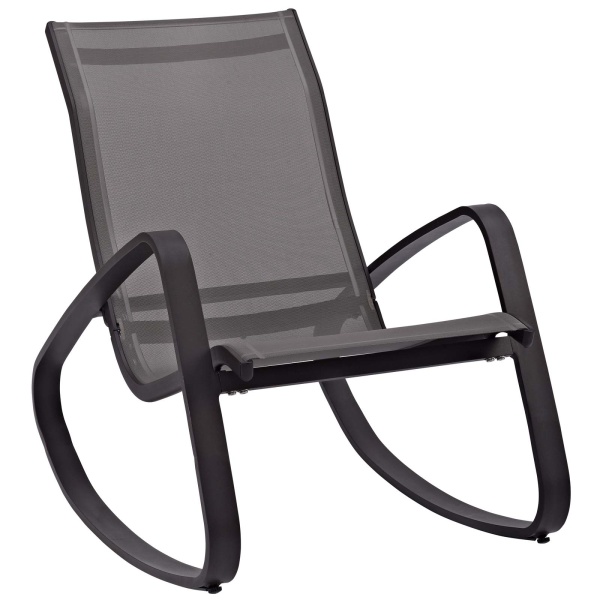 EEI-3027-BLK-BLK Traveler Rocking Outdoor Patio Mesh Sling Lounge Chair Black Black