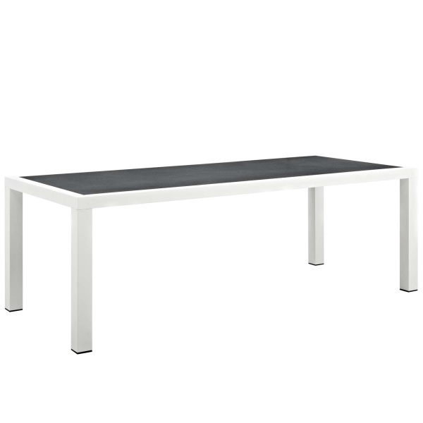EEI-3052-WHI-GRY Stance 90.5" Outdoor Patio Aluminum Dining Table