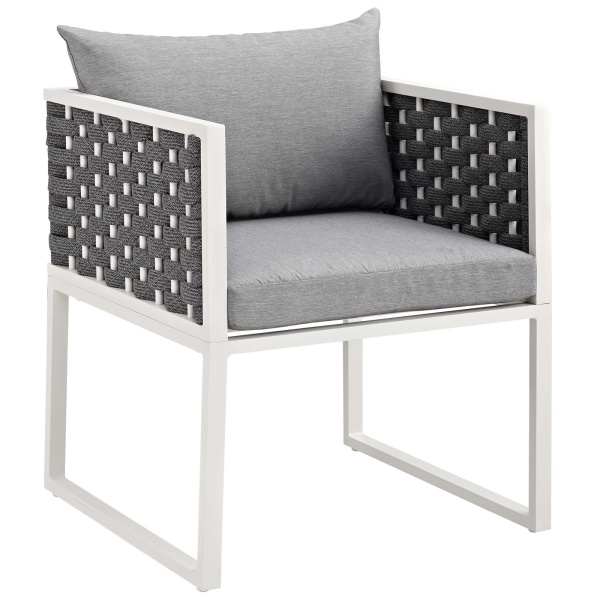 EEI-3053-WHI-GRY Stance Outdoor Patio Aluminum Dining Armchair