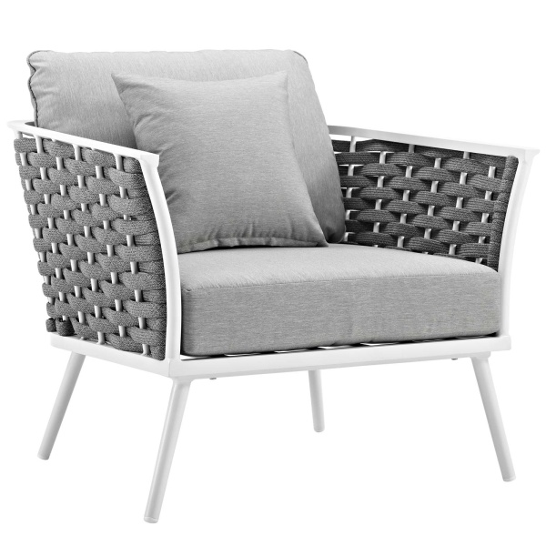 EEI-3054-WHI-GRY Stance Outdoor Patio Aluminum Armchair