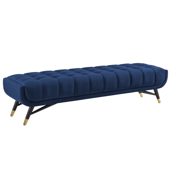 EEI-3061-MID Adept Upholstered Velvet Bench Midnight Blue