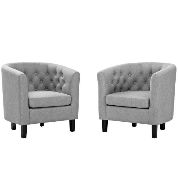 Prospect 2 Piece Upholstered Fabric Armchair Set Light Gray