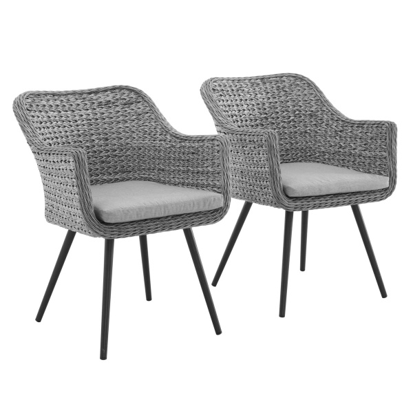 EEI-3181-GRY-GRY-SET Endeavor Dining Armchair Outdoor Patio Wicker Rattan Set of 2