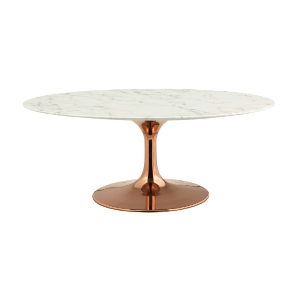 Lippa 42" Oval-Shaped Coffee Table With Rose Gold Base