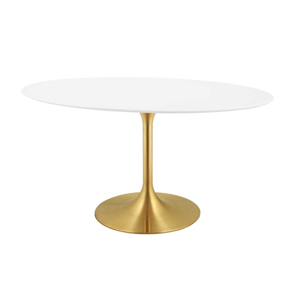Lippa 60" Oval Wood Dining Table Gold White