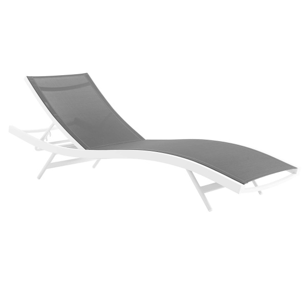 EEI-3300-WHI-GRY Glimpse Outdoor Patio Mesh Chaise Lounge Chair