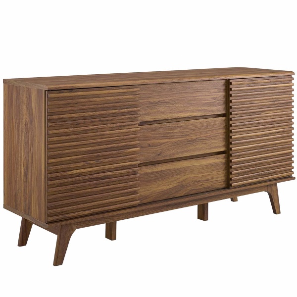 Render Sideboard Buffet Table or TV Stand Walnut in Brown 63" by Modway